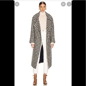 Smythe Navy/black houndstooth blanket coat. NWT.